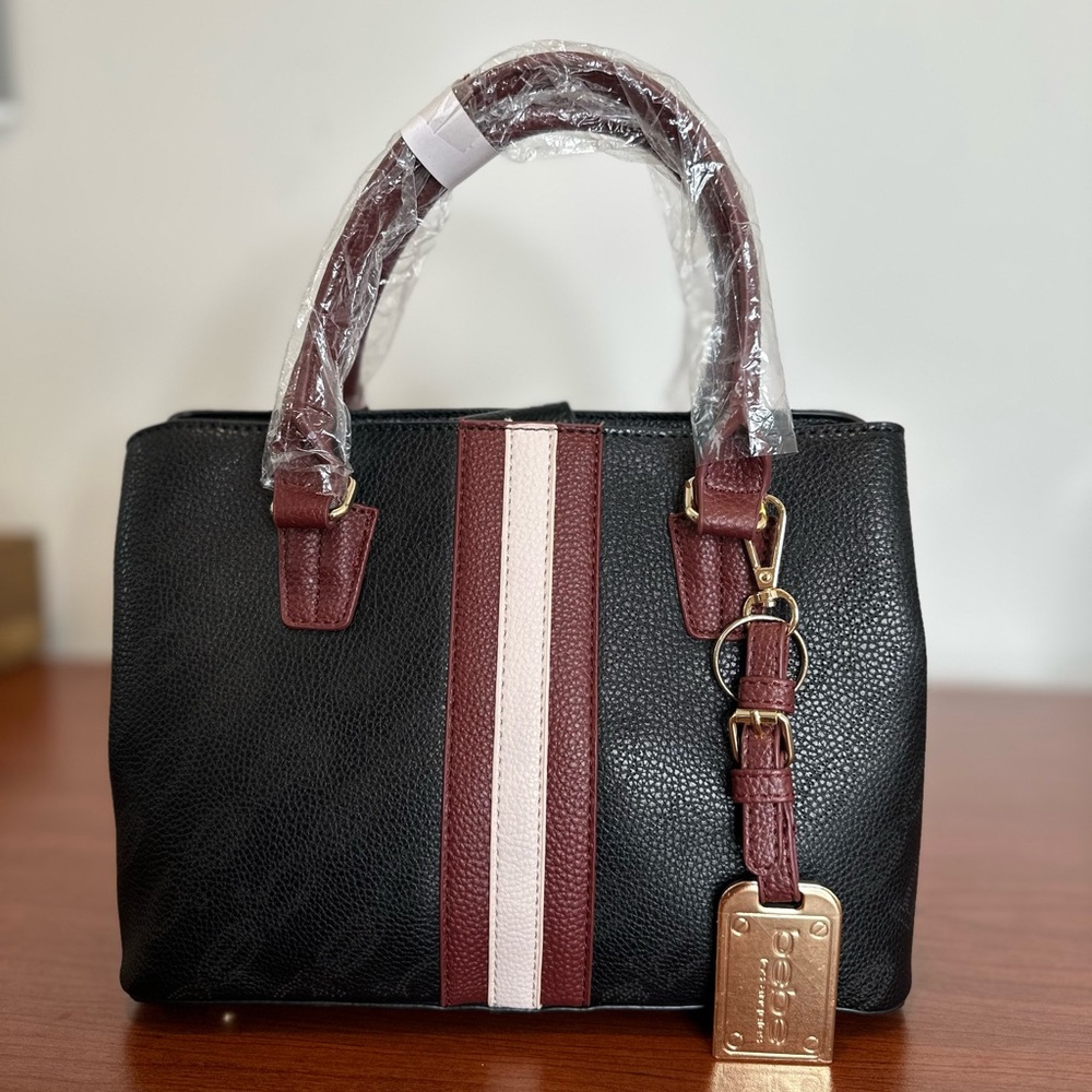 Bebe Black and Brown Leather Satchel